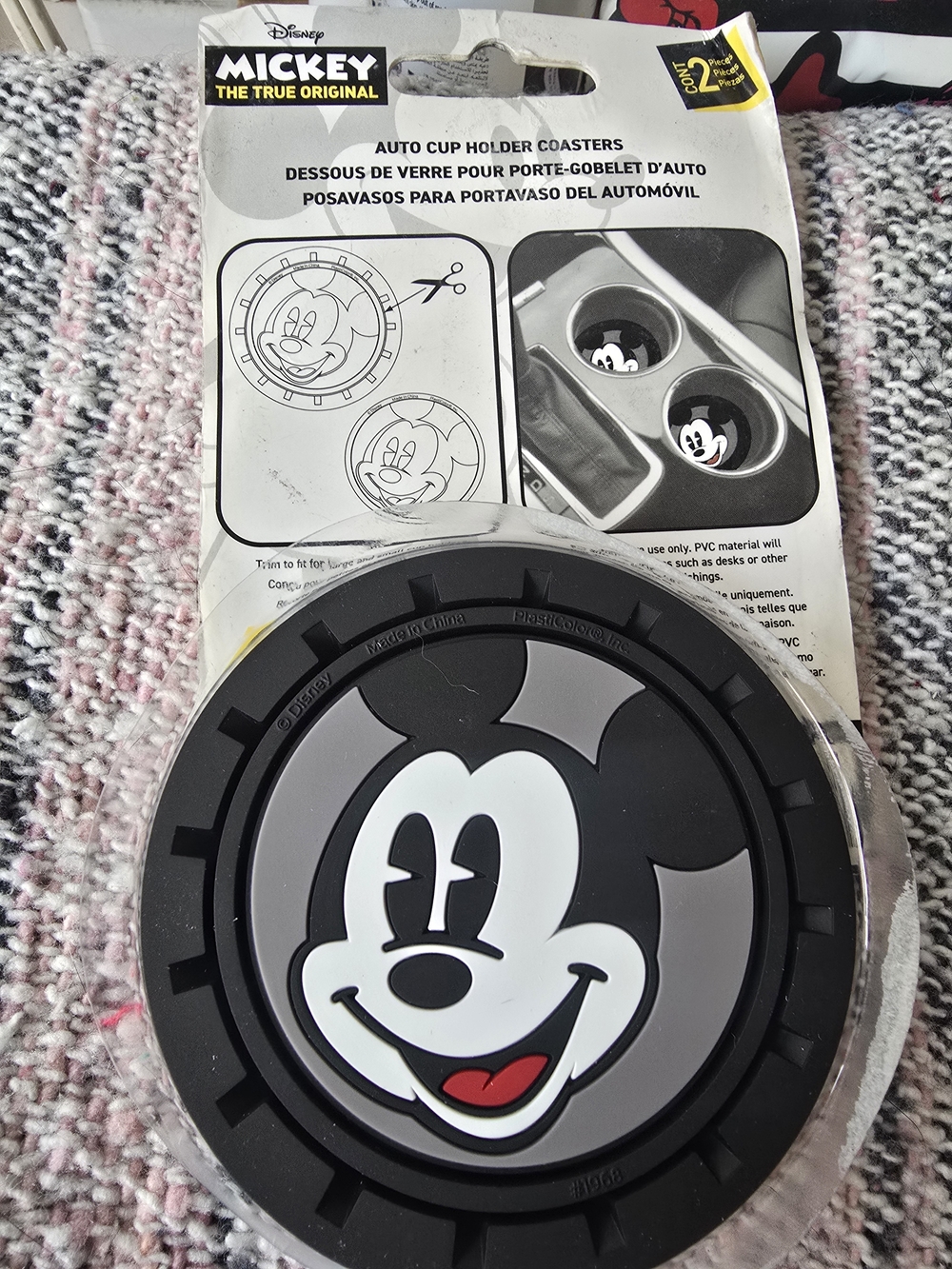 Disney Black, Gray & White Mickey Auto Cup Holder Coasters